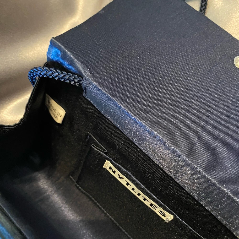 Navy Blue Satin Clutch - Picture 5 of 5
